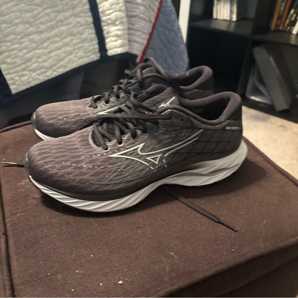 Mizuno Charcoal and White Athletic Sneakers